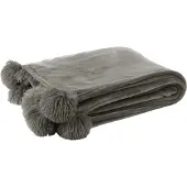 J-Line Plaid pompon polyester gris