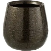 J-Line Cachepot brillant ceramique vert/or medium