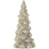 J-Line Sapin de noel decoratif givre verre brillant gris clair/argent small