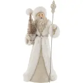 J-Line Pere noel decoratif resine blanc/champagne