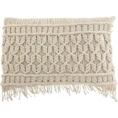 J-Line Coussin cosy rectangle cotton blanc casse