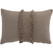 Jline Coussin rectangulaire bord floches coton taupe