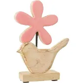J-Line Oiseau Fleur Bois Rose Small