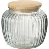 Jline Pot en verre louis verre/bambou transparent/naturel small