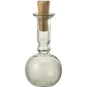 Jline Bouteille rond long bouchon verre/bois transparent