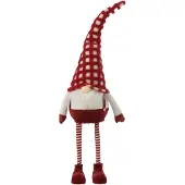J-Line Lutin chapeau a carreaux debout qui bouge textile rouge/blanc
