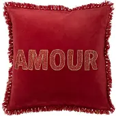 J-Line Coussin amour textile rouge/or