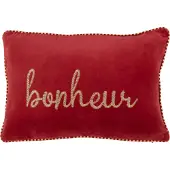 Jline Coussin bonheur textile rouge/or
