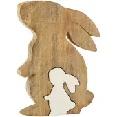 J-Line Rabbit Profile Silh - Bois de manguier - Blanc/Naturel - Large