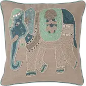 J-Line Coussin elephant coton gris/bleu