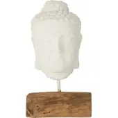 J-Line Decoration tete teck/ciment blanc/naturel