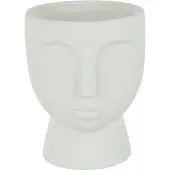 J-Line Cachepot visage ciment blanc medium