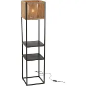 J-Line Lampe fer/jute naturel/noir