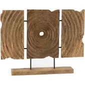 J-Line Triptyque sculpte sur socle bois manguier naturel