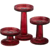 J-Line Set de 3 chandeliers nelly verre rouge cerise
