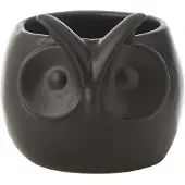 J-Line Cachepot hibou noir porcelaine large