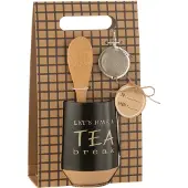 Jline Tasse a the+ cuillere + boule a the ceramique noir