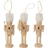 J-Line Boite de 3 suspensions casse-noisettes bois/fourrure natural/blanc