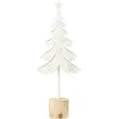 J-Line Sapin sur pied+ étoile métal/bois blanc small