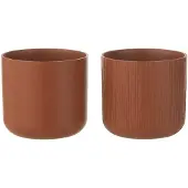 J-Line Cachepot gen ceramique marron small assortiment de 2