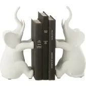 J-Line Set 2 serre-livre elephant assis polyersine blanc