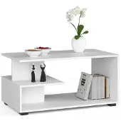 Akord Table basse Pin blanc résistant aux rayures pour un intérieur élégant 90 cm x 45 cm x 51 cm