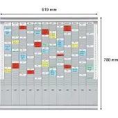 Franken Tableau à cartes T planning annuel, 81,9 x 78 cm, 12 supports + 2 index, 35 fentes, PV-SET4