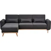 Beliani Canapé D'angle Ollsta Noir Tissu Côté Droit