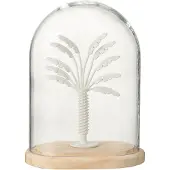 J-Line Cloche palmier verre/métal blanc/naturel small