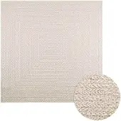 vidaXL Teppich ZIZUR Creme 200x200 cm Jute-Optik Indoor und Outdoor
