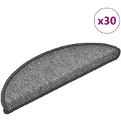 vidaXL Tapis d'escalier 30 pièces 56 x 17 x 3 cm Gris foncé Demi-rond