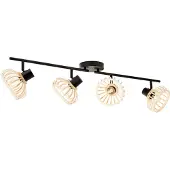 Brilliant Norah, applique à 4 bras, bois clair/noir, métal/bambou, 4 x D45, E14, 28 W
