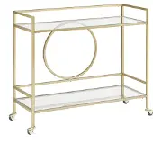 Beliani Chariot de cuisine en métal à 2 étages avec plateau en verre Gold Kerry Lumarko