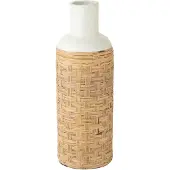 J-Line Vase tissage terracota/rotin blanc/naturel