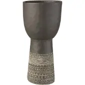 J-Line Pot creux decoration etnhic ciment gris large