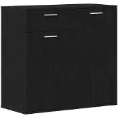 vidaXL Sideboard noir imitation chêne 80x36x75 cm bois composite