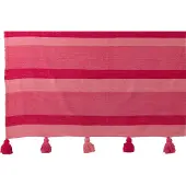 J-Line Plaid lignes + floches coton rose