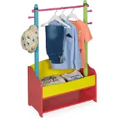 Relaxdays - Penderie Pour Enfants, Portant Vêtements Chambre, 4 Crochet, 2 Tiroirs, Hlp : 100,5x71x30 Cm, Multicolore