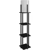 Opviq , Nora - Black, Lampadaire, noir, en MDF, 21 x 21 x 135 cm