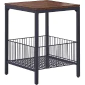 Beliani Table d'appoint en bois foncé avec panneau de particules noir 40 x 40 cm avec panier en métal plateau carré style salon industriel moderne
