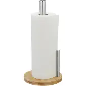 Relaxdays Porte-rouleau de cuisine, Distributeur d'essuie-tout, Argent, Marron