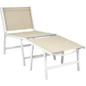 Beliani Lot de 2 chaises de jardin Marceddi avec repose-pieds métal blanc/beige Lumarko !
