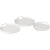 J-Line Set de 3 plateau rond metal blanc