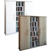 Hioshop Bois CD DVD Stand Étagère Armoire Rangement Étagère sur pied Santo Porte en verre Bois CD DVD Stand Étagère Armoire Rangement Étagère sur pied Santo Porte en verre