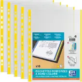 Pierre by Elba Pochettes de présentation, DIN A4 avec bord coloré, PP, jaune 0,09 mm, transparent, ouverture en (A4)