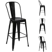 Mendler Tabouret de bar -A73 Métal (lot de 4)