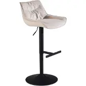Wohnling Tabouret de bar Velours Beige Tabouret avec dossier 86 106 cm Tabouret de cuisine Réglable en hauteur Moderne 100 kg Chaise de bar Tabouret de comptoir avec pied trompette en métal