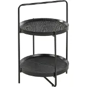 Beliani Table d'appoint Noir Plateau MDF 2 plateaux 2 étages avec pieds métalliques Tablette Ronde pour salon
