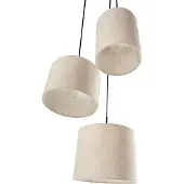 Beliani Suspension 3 lumières beige abat-jour en lin design moderne lampe de salon