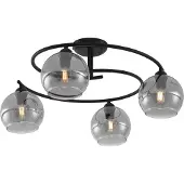 QAZQA Plafonnier moderne noir avec verre fumé 4 lumières - Alanis
